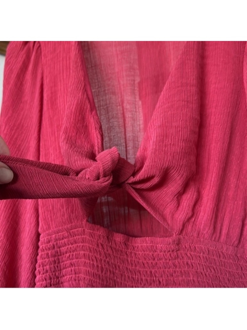 Hello Molly  Lost Somebody Gauze Long Sleeve Mini Dress Sz S/4 Front Tie Ruffles - Picture 10 of 16
